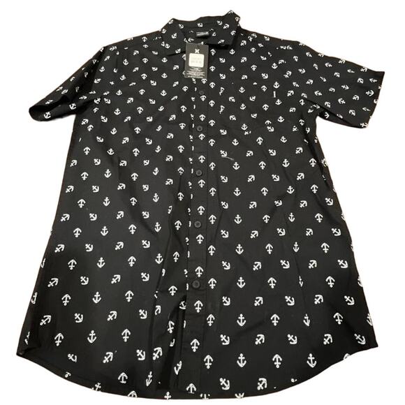 Hurley Men Shirt Small Button Front Anchors Nautical Boating Vacation - Picture 1 of 10